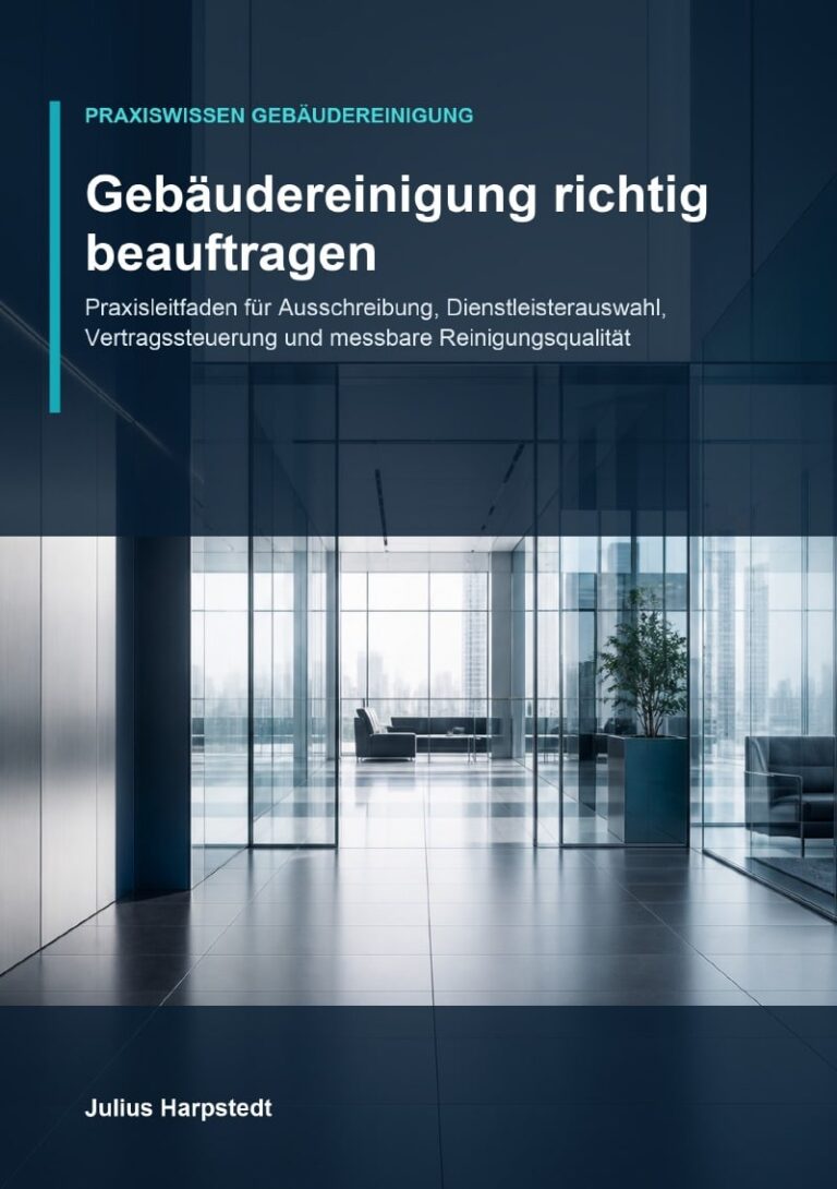 Gebäudereinigung richtig beauftragen: Praxisleitfaden für Ausschreibung, Dienstleisterauswahl, Vertragssteuerung und messbare Reinigungsqualität – Buchcover